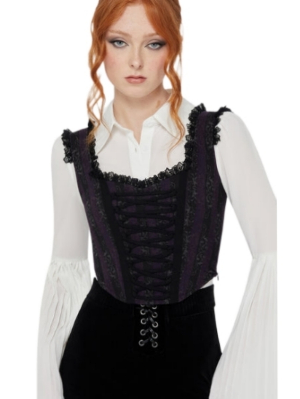 Purple Lace-Up Gothic Corset Top - Women's